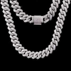 Hot Sale 10K White Gold Cuban Chain Fine 1.3Mm Round Cut Moissanite Fashion Jewelry Necklaces