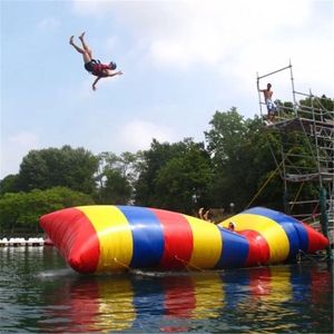 Mais novos jogos ao ar livre personalizados 8x3m inflável blob água salto travesseiro esportes saco de salto trampolim catapulta verão equipamento de entretenimento balão