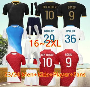 23 24 som Monaco Soccer Jerseys Disasi Black Away Ben Yedder Minamino Boadu Golovin 2023 2024 Maillot de Foot Embolo Flocage Men Kids Fofana Football Shirt Akliouche