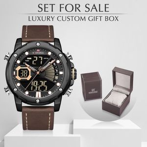 Naviforce Men Watch med Box Set For Men's Sport Watch Led Analog Digital Quartz Manlig klocka Vattentät Relogio Masculino2442