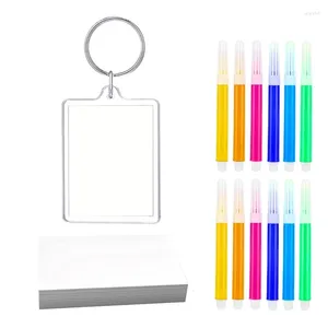 Nyckelringar 72 st/set Po Insert Keychain Clear Acrylic Picture Frame Key Chains