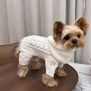 猫の衣装ソリッドカラーニットジャンプスーツ犬の服カワイイ厚い温かい小さな犬服冬の柔らかい快適なペット製品卸売