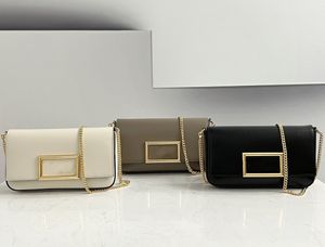 Single Slung Chain Bags Clutch Bag Ladies Mode White Leather Gold Hardware Flip Small Purse Mini Handväskor Axel för kvinnor Telefon Crossbody Hdmbags2024