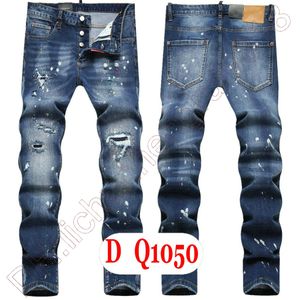 Mens Jeans D2 Luxury Italy Designer Denim Jeans Men Embroidery Pants DQ2&1050 Fashion Wear-Holes splash-ink stamp Trousers Motorcycle riding Clothing US28-42/EU44-58