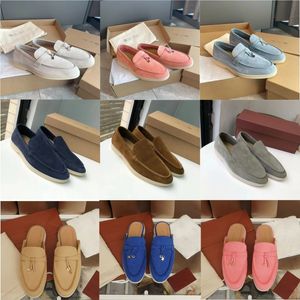 Sıradan Ayakkabı Somunlar Düz Düşük Üst Süet İnek Deri Oxfords Moccasins Yaz Yürüyüş Konforu Loafer Kauçuk Sole Flats Loro Piyano Boyutu 35-45