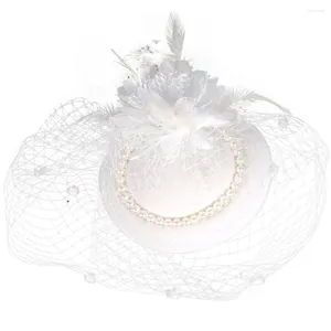 Bandane Cappello a rete con perle Fascinators per le donne Tea Party Tiara Affascinante fascia per capelli da sposa Copricapo in stoffa La sposa ha