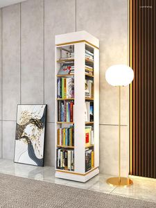 Decorative Plates Rotating Bookshelf 360-degree Bookcase Shelf Floor Children's Book Storage Rack