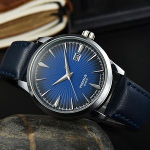 الساعات الرجالية غير الرسمية لحركة الكوارتز في اليابان مراقبة presage Splash مقاومة للماء هدية Wristwatch Leather Strap Auto Date Battery التناظرية C250W