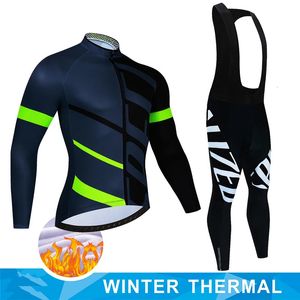 Зимний термофлисовый комплект одежды для велоспорта, мужской костюм из джерси, спортивная одежда для езды на велосипеде, MTB, брюки-комбинезон, теплые комплекты, Ropa Ciclismo 240119