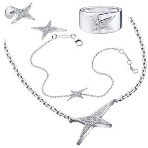 Franska lyxsmycken 925 Sterling Silver Necklace Set för kvinnor av hög kvalitet med 240119