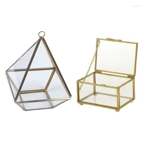 Jewelry Pouches Diamond Shape Box Organizer Geometry Glass Cosmetic Storage & Geometric Style Table Container