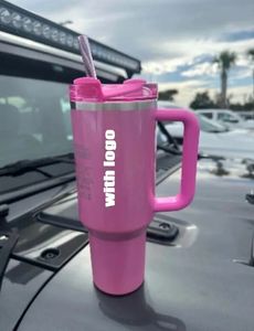 ABD Stock Cosmo Pembe Tumblers Hedef Kırmızı Geçit Töreni Flamingo Bardakları H2.0 40 Oz Cup Su Şişeleri 40oz Sevgililer Günü Hediye Pembe GG0128