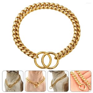 Dog Collars Neck Ornament Exquisite Chain Cuban Link Collar Fashionable Novelty Pet Decorative Stainless Steel Gold