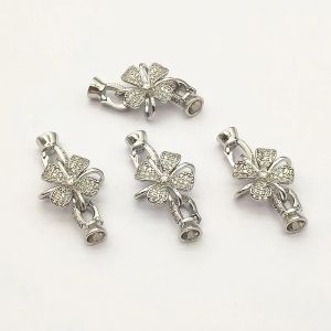 Componenti NUOVO ARRIVO! 34x18mm 20 Set Placcatura in platino Cubic Zirconia Catenacci Ganci Connettori per parti di braccialetti fatti a mano Accessori fai da te