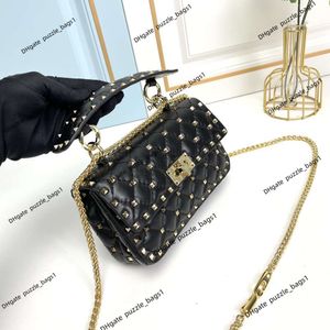 Fashion Women's Bag crossbody handbag wallet luxury Sheepskin Cool Chain Rivet Small Square Motorcycle Style One Shoulder Handheld Leather tote purses