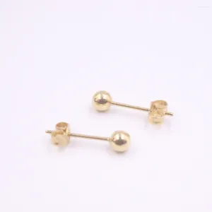 Stud Earrings Arrival Pure 18K Yellow Gold Woman Luck Smooth Ball 0.8-1g 4mmW