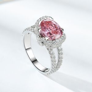 Anel de casamento feminino doce rosa cristal zircon diamante branco banhado a ouro anel de platina estudante namorada moda jóias presente de aniversário