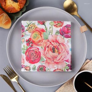 Table Napkin Restaurant Upscale Colourful Printing Paper Rose Household Mouth Cloth 33cm Facial Tissue 20pcs/pac