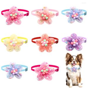 Vestuário para cães 50/100 Pcs Cute Flower Bowties Puppy Bows Grooming Acessórios para cães Pet Bow Ties com flores