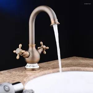 Bathroom Sink Faucets Classical Retro Style Faucet Brass Tall Basin Mixer Tap Kitchen Washing Washbasin