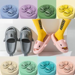 designer Summer Shark Slippers Mens Slippers Solid Color Casual Home Shoes Eva Non-slip Shoes Womens Beach Shark Slides 36-45