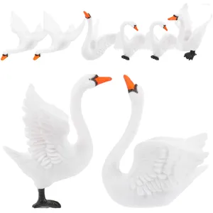 Garden Decorations 8pcs Artificial Swan Figurine Adornment Mini Decors Micro Landscaping