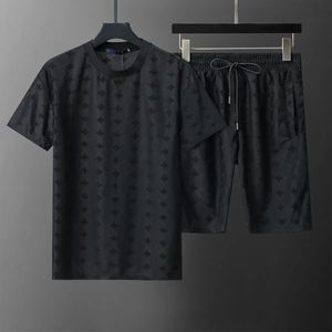 Mens Tracksuit Letters Summer Fashion Sportswear Kort ärmar Pullover Jogger Pants Suits O-Neck Sportsuit