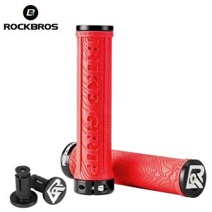 Espetos rockbros tpr borracha apertos de bicicleta guiador mtb apertos macio 3d antiderrapante bloqueio no punho barra peças ciclismo acessórios