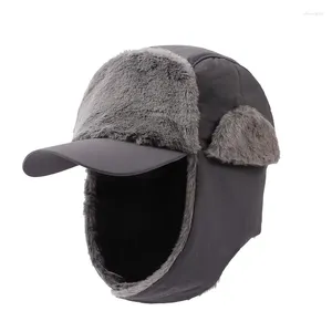 Berets Warm Winter Hats For Women Men Faux Fur Bomber Hat Thick Fleece Earflap Cap Male Outdoor Thermal Plush Snow Ski Russia