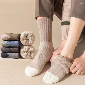 Männer Socken 2024 Herbst Winter Männer Wolle 5 Pairs Plüsch Und Verdickt Warme Einfarbig Einfache Vielseitig Casual Deodorant meias