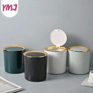 Mini Small Waste Bins Desktop Garbage Basket Home Table Plastic Trash Can Office Supplies Dustbins Sundries Barrel Box 4 Colors 240119