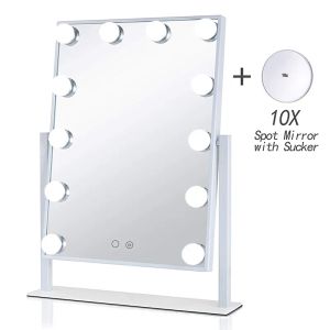 Speglar Vanity Mirror With Lights Lighted Makeup Mirror med 12 dimbara LED -glödlampor för omklädningsrum sovrum bordsskivan vit