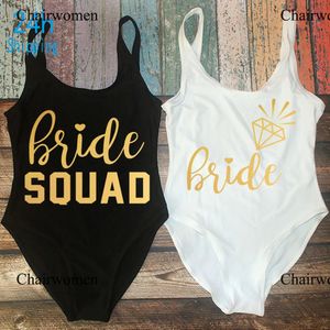 Bachelorette Party Team Bride Squad Mysuits Lady Düğün Partisi Hediyesi Yüksek bacak kesim kadın mayoları 240118