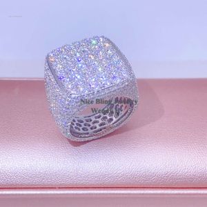 Biżuteria vvs moissanite mrożony pierścienie Mężczyźni Sterling Sier Diamond Hip Hop Ring