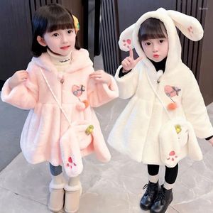 Пуховое пальто, коллекция 2024 года, куртка для маленьких девочек, осенне-зимняя толстая теплая верхняя одежда из искусственного меха, модная милая плюшевая детская одежда TY61
