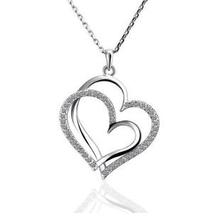 gift White Gold White crystal jewelry Necklace for women DGN498 Heart 18K gold gem Pendant Necklaces with chains235K