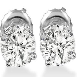 Rounos de diamante redondos de 1ct Brincos em ouro branco 14k com parafuso Backs184k