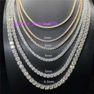 GRA VVS Cluster Round Cut 2,5 mm 5mm 4mm armband 3mm Sterling Sier Necklace Moissanite Tennis Chain Sparkle
