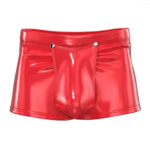 Underpants Mens Sexy Open Crotch Leather Boxer Bulge Pouch Erotic Below Underwear Exposed Fetish Short Pants Crotchless Sexi