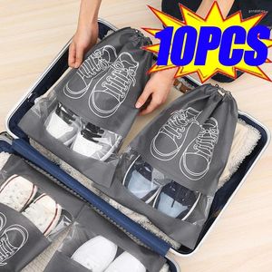 Borse portaoggetti Scarpe Organizer Borsa da viaggio portatile da viaggio in tessuto non tessuto Tasca impermeabile Abbigliamento Trasparente Appeso 5/10 pezzi