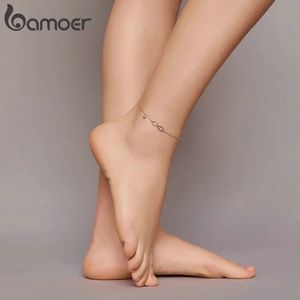 Real 925 Sterling Silver Infinite Chain Foot Jewelry for Women Anti-allergy Anklet Foot Bracelets Summer Jewelry SCT019 240118