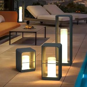 Nowoczesne lampy ogrodowe Słoneczne ogrodzenie LED IP54 Outdoor Waterpience Atmosfe Lighting Lights Villa Courtyard Decor Lampy podłogowe