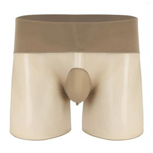 Underbyxor män andas med genomskinlig mantel boxare shorts transparent underkläder hög midje midjeband ultratunn underkläder sissy