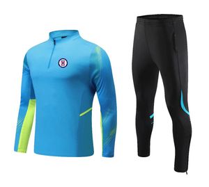 Cruz Azul Ternos esportivos de lazer masculino e infantil ao ar livre de manga comprida semi-zíper roupas de treinamento esportivo casaco casual tamanho 4XS-2XL