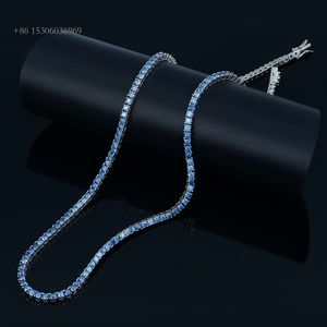 3-6 mm białe złoto Sterling Sier Royal Blue Gra VVS Laborn Diamond Mossanite Mossanite Motisanite Tinnis Naszyjnik