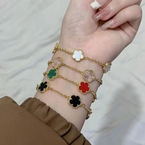 Braccialetti Natural White Capesante nuovo fiore pianta cinque foglie petalo fascino gioielli braccialetto femminile marchio regalo di lusso di alta qualità