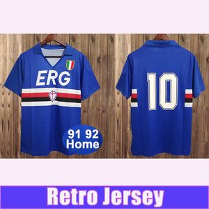 1991 1992 Sampdoria retro erkek futbol formaları mancini vialli ev kısa kollu futbol gömlek üniformaları