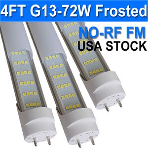 G13 TABAN 4 ROW 72W 48 inç No-RF RM Sürücü T8 Floresan Tüp Ampul, 6500K Gün Işığı, 7200 Lümen, G13 Bi-Pin Base, Sütlü Kapak AC85-265V USASTOCK