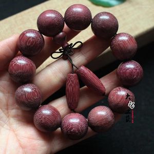 Pulseira de miçangas do Tibete com rosa violeta natural e sândalo