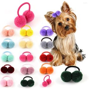 Köpek giyim 10/20pcs küçük yaylar Yorkshire köpek tımar evcil hayvan saç aksesuarları renkli peluş top şekli